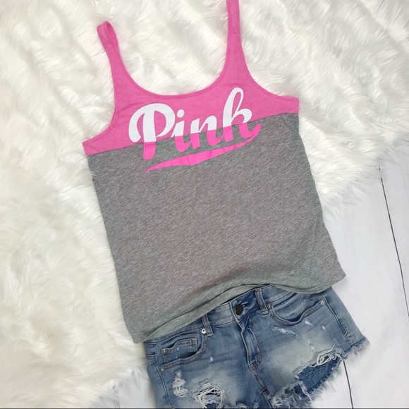 PINK Victoria's Secret Tops - PINK Tank Top Gray Pink Victoria’s Secret Comfy